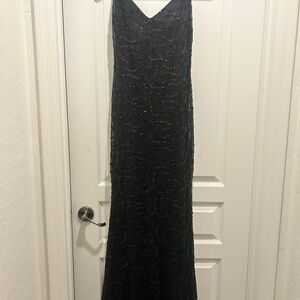 Lulu's Black Beaded V-Neck Maxi Dress